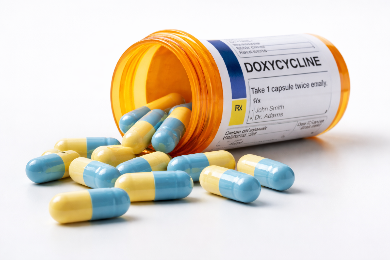 Doxycycline capsules used to treat bacterial infections